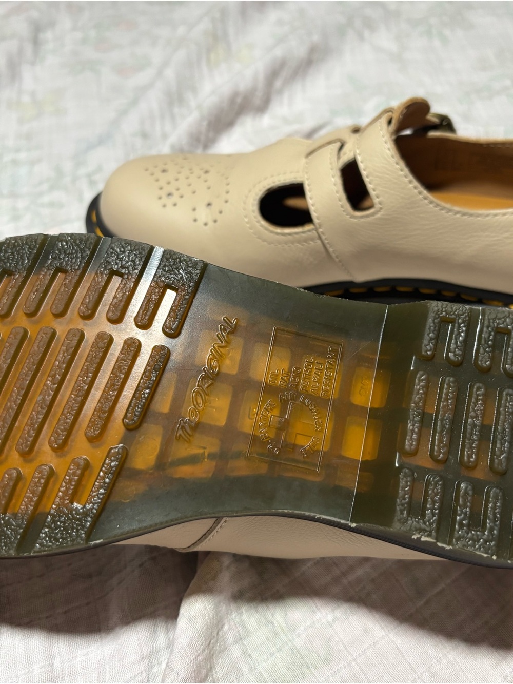 Dr. Martens Mary Jane  Cream T-Bar Double Buckle Shoes - Picture 7 of 11